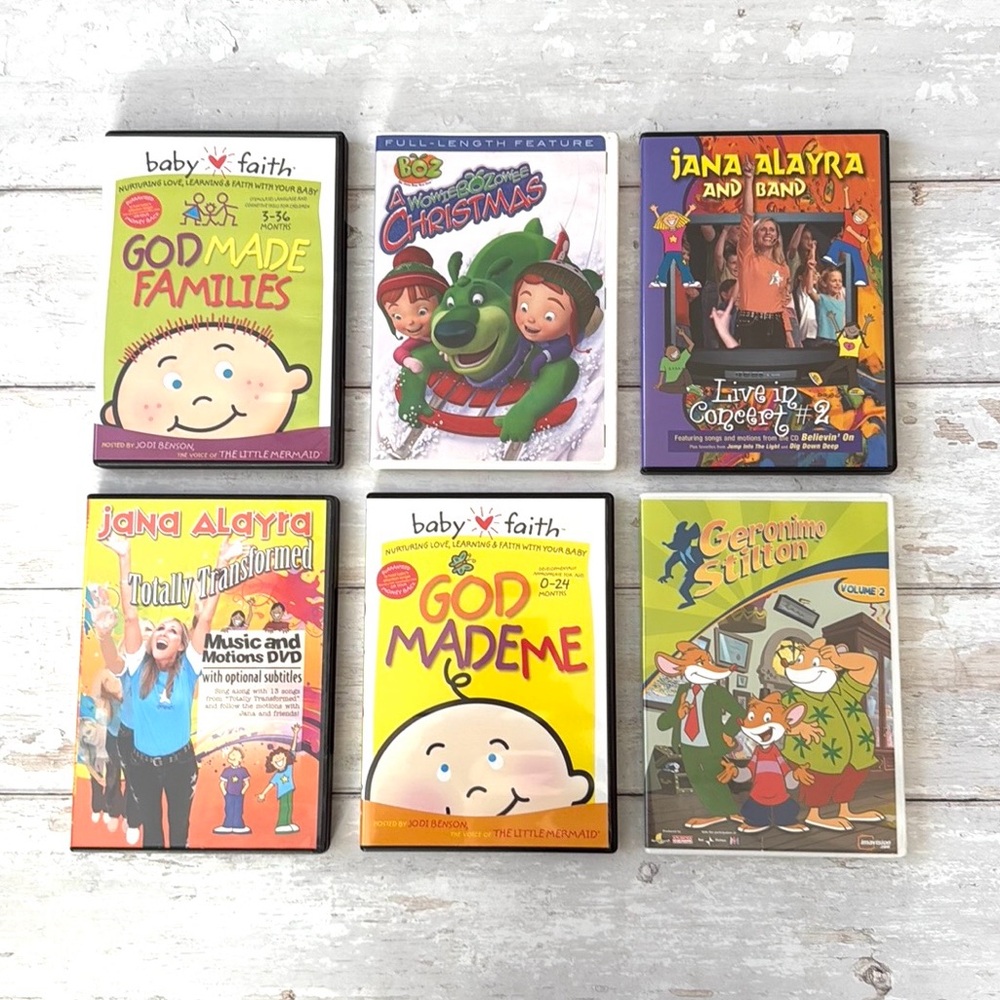 Children’s Christian DVD Bundle Lot Set of 6 Baby Toddler Kids Faith Based